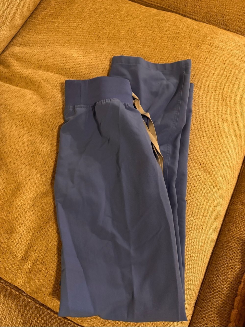 Figs Straight-Leg Scrub Pants in ciel blue with grey Drawstring